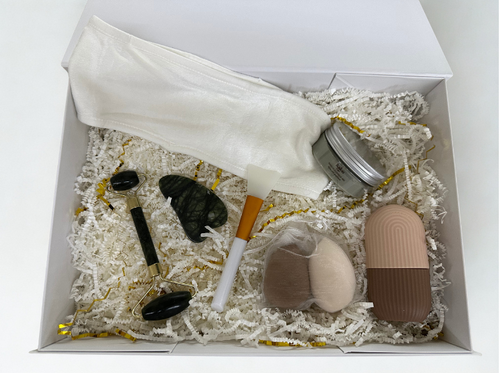 box femme, gaussa, coller jade, bandeau, masque, glace visage, beauty blender, applicateur masque 